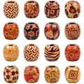 Pikkukuva 1 / 5: 200 kpl puuhelmiä askarteluun, suuret reiät, makrameehelmet rannekoruihin, kaulakoruihin, korujen valmistukseen, DIY-hiuspunokseen, 9 mm 200PCS