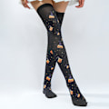 Pikkukuva 1 / 7: Uudet Kurpitsasukat Halloween-Haamu-Sukat Kallo Musta ja Keltainen Raidalliset Sukat Tanssirekvisiitat Puku Hämähäkkisukat MJ51 Pumpkin Socks One Size