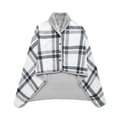 Fleeceponcho for kvinner Rutete Fleece Sjal Varm Vinterjakke med Knapper Rutete Teppe