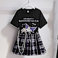 Miniatyrbilde 1 av 4: Sanrios tegneserie Kawaii jenter hvit T-skjorte dress Kuromi søt sommer kort ermet college Jk uniform skjørt barn trendy skjørt Kuromi2 Kuromi2 140cm
