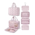 Miniatyrbillede 6 af 8: Toilettepose med smykkeskrin, hængende toilettaske MJ51 rejsetaske opbevaring pink 27.9*18.8*7.6CM
