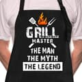 Grill Master Förkläde för män med ficka Justerbart Vattentätt Oljetätt Matlagnings BBQ Förkläde Present Svart En Storlek