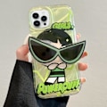 Miniatyrbild 1 av 5: IC iPhone 14 Sött Kawaii Tecknat Fodral Coola Solglasögon Form Stativ Fingergrepp Hållare Design för Kvinnor (grön)