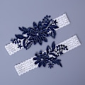Miniatyrbilde 5 av 5: 2 stk./sett Dame Bryllup Brude Blonde Strømpebånd Belter Holdere Festtilbehør Gaver Navy Blue