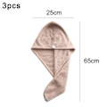 Miniatyrbild 2 av 5: IC [3-pack] - Mjuk hårhandduk i mikrofiber för vått hår - Khaki