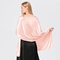 Miniatyrbilde 3 av 5: Silkesatin skjerf wraps for kvinner damer skjerf bruder brudepiker stål sjal for bryllup aftenfest jenter gaver elfenben metallisk Pink