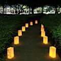 Miniatyrbild 2 av 5: 50 st vita luminariepåsar, flamsäkra ljuspåsar, solmönstrade luminarier för bröllop, fest