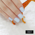 Miniatyrbillede 2 af 3: 240 stk. Lyselilla søde negle designet sæt tips nem DIY runde korte fuldt indpakkede akryl falske negle til finger lap manicure