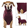 Miniatyrbillede 4 af 5: Vinter Hundetrøje med Høj Krave Greyhound Whippet Tøj Lurcher Frakke Vinrød Wine Red 3XL