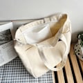 Miniatyrbillede 5 af 5: Kvinde Canvas Tote Taske Dame Casual Håndtaske Skuldertaske Hvid