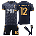 Miniatyrbillede 1 af 2: 23-24 Real Madrid udebane nr. 12 Camavinga børne- og voksenfodboldtrøje træningsuniform sæt No.12 Camavinga No.12 Camavinga XS