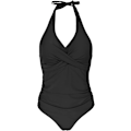 Miniatyrbilde 5 av 6: Badedrakt for kvinner med magekontroll, push-up, formende badedrakt, halterneck, ryggløs SVART BLACK XL
