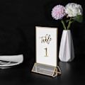 Miniatyrbillede 5 af 5: Akryl Guld Rammer Skilteholder 4x6, Dobbeltsidet Bordmenu Display Stand, Bordnummerholder til Bryllup (6-pak)