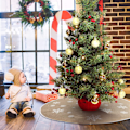 Miniatyrbillede 5 af 5: IC Juletræstæppe i linned, juletræstæppe til jul 80 cm