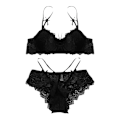 Miniatyrbillede 4 af 4: Fransk romantisk sløjfe bh sæt ren begær pigeundertøj med stålring push-up åndbar bh Black single piece ⚑ XL (8B) ⚑