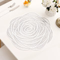 Miniatyrbilde 1 av 8: Rose blomster brikke isolasjonspute lett luksus varm stempling coaster myk dekorativ bordmatte fest tallerkenmatte Placemat 38cm Silver 2pcs