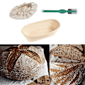 Miniatyrbillede 2 af 3: Oval Rattan Brød Hævekurv Gæringskurv Med Klæde Dække Skraber