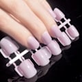 Miniatyrbillede 2 af 4: 240 stk. Candy Nail Design Kit Tips Lyselilla Nem DIY Runde Korte Fuldindpakkede Akryl Falske Negle til Finger Patch Manicure