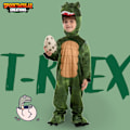Miniatyrbild 2 av 6: Barn Unisex Brun T-Rex Realistisk Kostym Grön Medium (8-10 år) Green Medium (8-10 yrs)