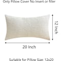 Miniatyrbilde 5 av 5: IC Svankkuddar for sofa Soverom Sett med 2 myke stripete samme avlange dekorative hvite puter, 12x20 tommer, hvit