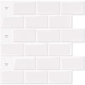 Pikkukuva 1 / 5: Pakkaus, jossa 10 valkoista metrolaattaa, itseliimautuva, keittiön ja kylpyhuoneen liimattava taustalevy, 3D-tiilivinyyliliimautuva paperi, 30x30cm