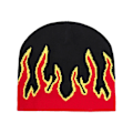 Miniatyrbillede 1 af 5: Tyk, varm ørebeskyttende Beanie Hat til mænd Vinter Flamme Print Ride Strikket Hat Kostume Tilbehør Red