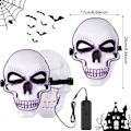 Pikkukuva 2 / 7: Halloween LED-naamio, LED-luurankonaamio, LED-puhdistusnaamiot, kauhunaamio, halloween-naamio, karnevaaliin, halloweeniin, cosplayhin ja juhliin Purple