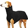 Miniatyrbild 3 av 5: Vinterhundtröja med hög krage Greyhound Whippet Kläder Lurcher Kappa Svart Black XL