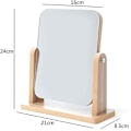 Miniatyrbild 2 av 5: 2024 Nytt 360 Graders Roterande Bordsmakeup Spegel med Stativ Klart Trä Bordspegel Stor Fristående Rektangulär Spegel