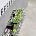 Miniatyrbild 3 av 5: IC iPhone 14 Sött Kawaii Tecknat Fodral Coola Solglasögon Form Stativ Fingergrepp Hållare Design för Kvinnor (grön)