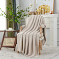 Miniatyrbillede 2 af 5: IC Strikket tæppe Let brændt orange tæppe i 100 % økologisk bomuld til sovesofa Baby, Rustik, 129,54 cm x 160,02 cm