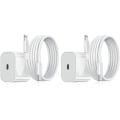 Miniatyrbillede 1 af 3: 20W hurtigoplader til iPhone med 2 meter datakabel + opladerhoved Hvid 20W-2 stk to-delt sæt