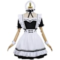 Miniatyrbild 2 av 6: Mub- Coldker Söt Piga Cosplay Kostym Lolita Klänning Korta Ärmar Färgblockerad Servitris Förklädes Outfit Halloween Outfit För Flickor Vit White XL