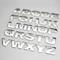 3D Metall Alfabet Silver Badge Krom Silver Bokstäver Siffror Logo Bildekaler-Perfet C