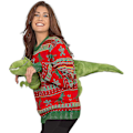 Miniatyrbillede 1 af 2: 3D Julnisse Plys Damtrøje Juletrøje Julegave Grim Juletrøje Tyrannosaurus Tyrannosaurus m