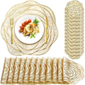 Miniatyrbilde 2 av 8: Rose blomster brikke isolasjonspute lett luksus varm stempling coaster myk dekorativ bordmatte fest tallerkenmatte Placemat 38cm Gold 2pcs