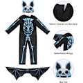 Miniatyrbillede 2 af 7: Skeletkostume til børn, Halloween gløder i mørket flot kjole outfit til karnevalsfest 3-10 år fladdermus 4-6 Jahre