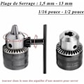 Miniatyrbild 3 av 5: 1,5-13mm 6,35mm Hex Skaft Snabbväxlande Borrchuck Adapter, 1/2-20UNF Borrchuck Konverterare med Chucknyckel för Elektrisk Borromvandling
