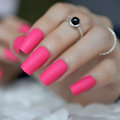 Miniatyrbillede 1 af 4: 24 stk./sæt Matte Rose Red Nail Art Tips Flad Medium Fuld Dækning Frosted Akryl Falske Negle Makeup Dekoration uden Lim 250M