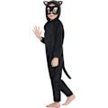 Miniatyrbillede 3 af 7: Sort Kattekostume til Børn, 3-delt Jumpsuit med Hætte, Fastelavnskostume, Drenge, Piger, Rollespil til Halloween, Karneval, Fest 3-10 År 7-8 Jahre
