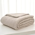 Miniatyrbillede 3 af 5: IC Strikket tæppe Let brændt orange tæppe i 100 % økologisk bomuld til sovesofa Baby, Rustik, 129,54 cm x 160,02 cm