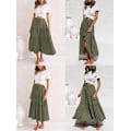 Miniatyrbilde 2 av 2: Midikjole for kvinner Boho Ruffles Flowy Maxikjole med snøring (grønn, L)