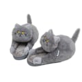 Miniatyrbilde 1 av 7: Dames tøfler i myk katt, tøfler for par, myke anti-skli blå grå Grey 40
