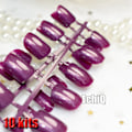 Miniatyrbillede 1 af 3: Glitter Falske Negle Korte Firkantede Ensfarvede Lilla Rosa Akryl Negle Engros 10 sæt Enkelt Designede Spidser 240 stk i alt