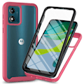 Miniatyrbillede 1 af 5: For Motorola Moto E13 4G 3-i-1 Full Protection Phone Case TPU+PC Back Cover med PET Screen Film
