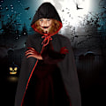 Miniatyrbillede 7 af 7: Halloween kappe, kappe cosplay kappe rekvisitter til halloween-masquerade With a hat 120