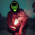 Pikkukuva 6 / 7: Halloween LED-naamio, LED-luurankonaamio, LED-puhdistusnaamiot, kauhunaamio, halloween-naamio, karnevaaliin, halloweeniin, cosplayhin ja juhliin Green