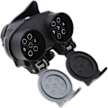 Miniatyrbilde 1 av 4: 13 til 7 Pin Tilhengerkontakt 12N 12S Dobbel Adapter Konverter Europeisk Plugg for Bil Tilhenger Lastebil Hengerfeste 12V Vanntett Svart