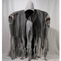 Pikkukuva 1 / 9: Halloween-viitta aikuisten ja lasten zombipukuun, kalloviitta rekvisiitta kauhuhaamu tie MJ51 One Size grey
