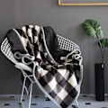 Miniatyrbillede 1 af 5: IC Buffalo plaid tæppe 127 cm x 152 cm til sofa - Ultramyk plys flanell fleece sengetæppe Sherpa tæppe til børn og voksne